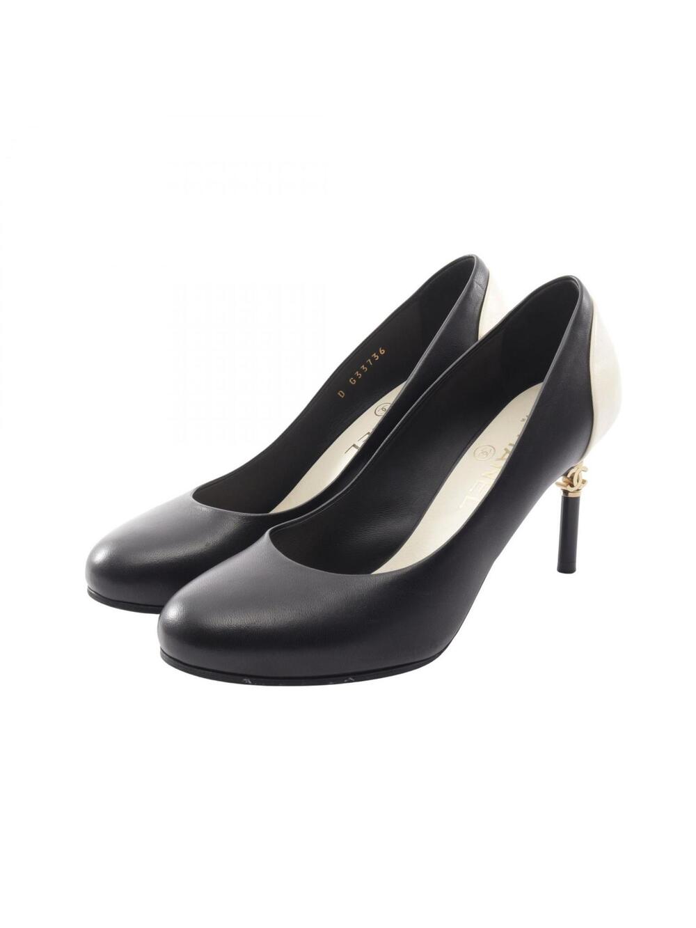 Chanel Coco Mark Heel Pumps Shoes #37 #365343C52B